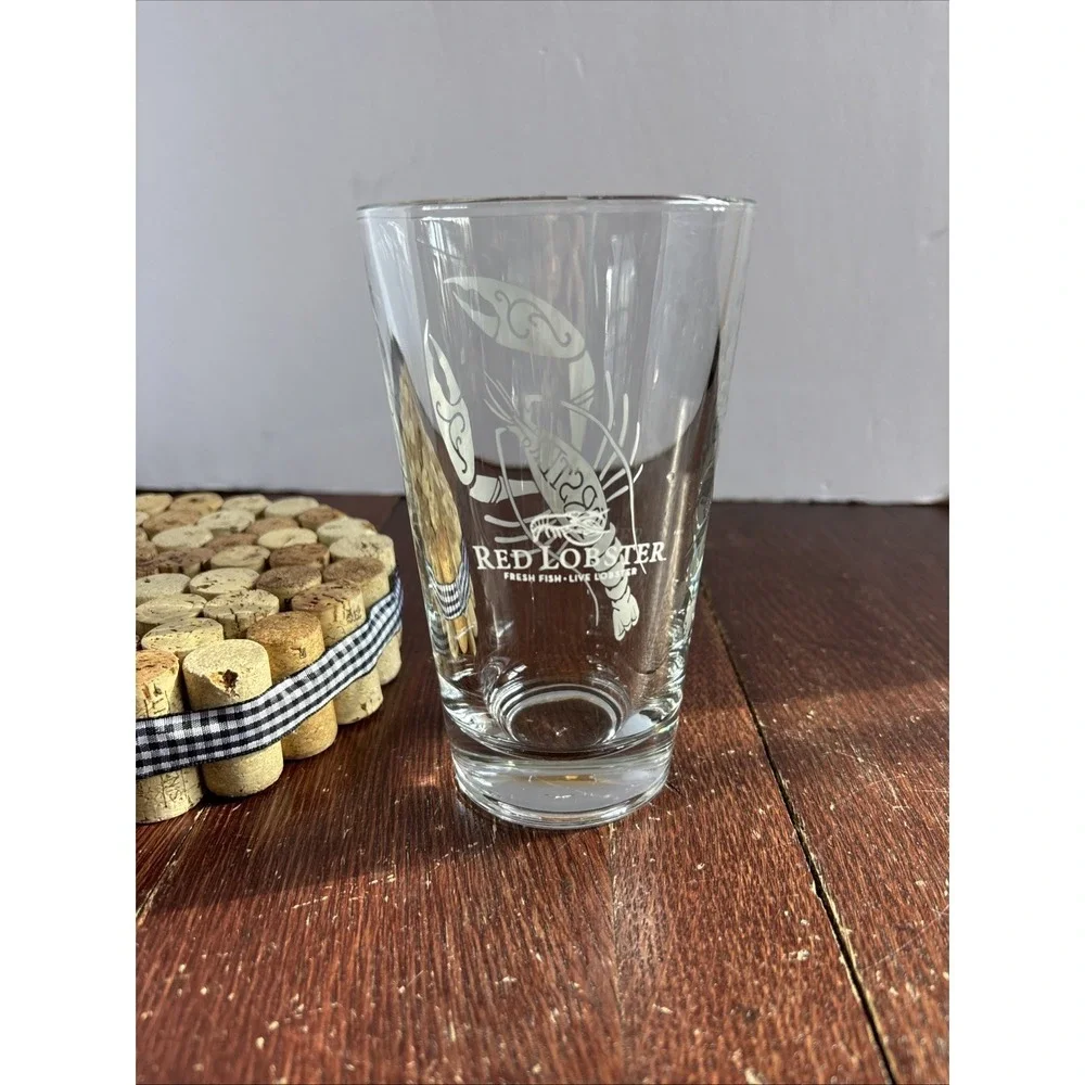 Red Lobster Restaurant Etched 16 Oz Drink Glass Seafood‎